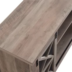 58" Modern Farmhouse TV Stand In Gray Oak Wood - Henn&Hart -Luxe Living Interiors Shop GUEST cd979d4a 1a04 400c 830b 5c1e8d057078