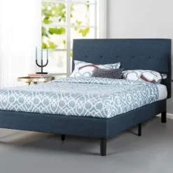 Omkaram Upholstered Platform Bed Frame Blue - Zinus