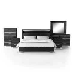 6pc Shorehaven Bedroom Set With 2 Nightstands Black/Chrome - MiBasics -Luxe Living Interiors Shop GUEST cddd0d54 0d0b 411a 8fb6 55233fe7e3f8