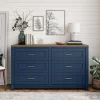 Henry 6 Drawer Walnut Top Wide Dresser Navy - Room & Joy