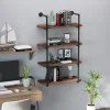 HOMCOM 4-Tier Industrial Pipe Shelves Floating Wall Mounted Bookshelf, Metal Frame Display Rack, 1.25" Thickness Shelving Unit Kitchen, Bar, Brown -Luxe Living Interiors Shop GUEST cf13e52f 5d6e 4427 9e1a d80a67454025
