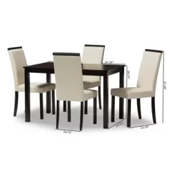 5pc Daveney Modern And Contemporary Espresso Faux Leather Upholstered Dining Set Cream, Dark Brown - Baxton Studio 11 5pc Daveney Modern And Contemporary Espresso Faux Leather Upholstered Dining Set Cream, Dark Brown - Baxton Studio -Luxe Living Interiors Shop GUEST cfaa023c 171d 4a2d a145 6f8162b19abd