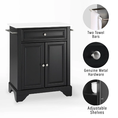 Lafayette Stone Top Portable Kitchen Island/Cart Black/White - Crosley 7 Lafayette Stone Top Portable Kitchen Island/Cart Black/White - Crosley - Image 5