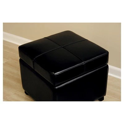 Full Leather Storage Cube Ottoman Black - Baxton Studio 5 Full Leather Storage Cube Ottoman Black - Baxton Studio - Image 3