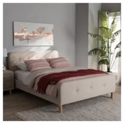 Full Samson Mid Century Fabric Upholstered Platform Bed Light Beige - Baxton Studio -Luxe Living Interiors Shop GUEST d13f0848 7b2d 45cf a9a1 9632fdf7095c
