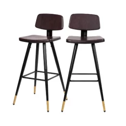 Flash Furniture Kora Commercial Grade Low Back Barstools-LeatherSoft Upholstery-Iron Frame-Integrated Footrest-Gold Tipped Legs-Set Of 2 -Luxe Living Interiors Shop GUEST d1fd0db9 a2aa 4da0 97f5 0ac983e602a8