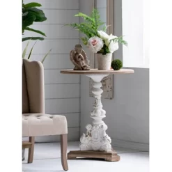 Round Side Table Antique White/Natural - A&B Home 23 Round Side Table Antique White/Natural - A&B Home -Luxe Living Interiors Shop GUEST d22bdff7 5e48 41d0 9c16 501ed7064723