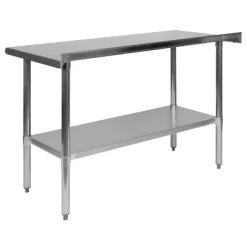 Emma And Oliver Stainless Steel 18 Gauge Prep And Work Table With Backsplash And Shelf, NSF -Luxe Living Interiors Shop GUEST d276c8a9 62d2 4f22 9281 8addcb8520d6