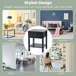 Costway 2PCS End Table Nightstand Storage Display Drawer Shelf Beside Table WhiteBlack -Luxe Living Interiors Shop GUEST d28e71e7 43bf 4eda b2bf 676020fd508b