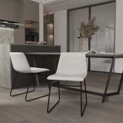 Emma And Oliver 18 Inch Indoor Dining Table Chairs, LeatherSoft Upholstery-Set Of 2