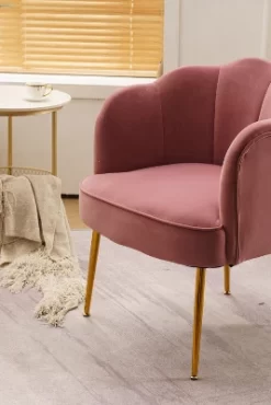 Modern Shell Shape Armchair Accent Chair With Gold Legs-ModernLuxe -Luxe Living Interiors Shop GUEST d35958aa ed58 42df 9413 98967e7485ff