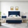 Button-Tufted Platform Bed With One Nightstand - ModernLuxe -Luxe Living Interiors Shop GUEST d3f03bd6 b7e9 4b83 8ab9 b7380f3e4c73