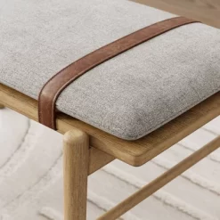 38" Wood Entryway Bench Removable Upholstered Cushion Light Brown/Feather Gray - Nathan James -Luxe Living Interiors Shop GUEST d40f432c f003 49a4 bf93 5acd5f47eba6