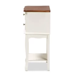 2 Drawer Darla Wood Nightstand White/Cherry Brown - Baxton Studio -Luxe Living Interiors Shop GUEST d419cc18 8721 4b76 a120 dbab86b79db3