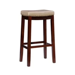 Padded Saddle Seat Barstool Hardwood - Linon -Luxe Living Interiors Shop GUEST d4386e76 15ae 431f 8392 4d1db935596d