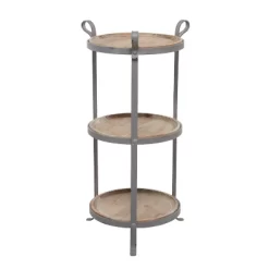Industrial Metal Round Tiered Table Gray - Olivia & May