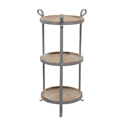 Industrial Metal Round Tiered Table Gray - Olivia & May 3 Industrial Metal Round Tiered Table Gray - Olivia & May
