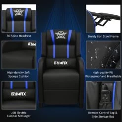 Tangkula PU Leather Gaming Recliner Chair Single Massage Lounge Sofa W/ Lumbar Cushion Blue 15 Tangkula PU Leather Gaming Recliner Chair Single Massage Lounge Sofa W/ Lumbar Cushion Blue -Luxe Living Interiors Shop GUEST d4ccb134 4e81 4918 adb2 9ef2e8c7dc3c