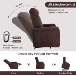 Costway Power Lift Recliner Chair For Elderly Living Room Chair W/ Remote Control GreyBrown -Luxe Living Interiors Shop GUEST d57205df 0a11 481e bd59 597dd0947264