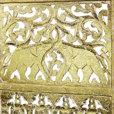 Traditional 4 Panel Fine Carved Room Divider Screen Gold - Olivia & May 5 Traditional 4 Panel Fine Carved Room Divider Screen Gold - Olivia & May - Image 3