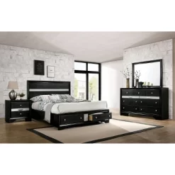 3pc Whether By Bed Nightstand And Dresser Set Black - MiBasics