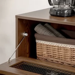 HOMCOM Industrial Buffet Cabinet, Kitchen Sideboard With Metal Grid Flip Drawer, 2-Tier Cabinet, Adjustable Shelf For Living Room, Dining Room, Walnut -Luxe Living Interiors Shop GUEST d7eac73e 7f30 45bc a1b0 8dd5fcfec646