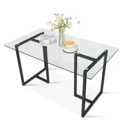 Contemporary Ming 55" Dining Table With Clear Tempered Transparent Glass Tabletop-The Pop Maison -Luxe Living Interiors Shop GUEST d8958791 be5d 4e42 acfb 77655162b506