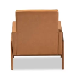Perris Mid-Century Faux Leather Upholstered Wood Lounge Chair Walnut/Brown - Baxton Studio 11 Perris Mid-Century Faux Leather Upholstered Wood Lounge Chair Walnut/Brown - Baxton Studio -Luxe Living Interiors Shop GUEST d89adbb6 20c5 4aa4 9d71 ba8451aff447