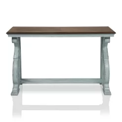 Crimber Trestle Sofa Table Oak/Antique Blue - MiBasics -Luxe Living Interiors Shop GUEST d8f0711c 850c 44bd b589 8e3f8566eff1