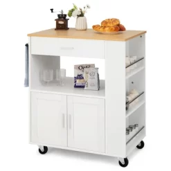 Costway Kitchen Island Cart Rolling Storage Cabinet W/ Drawer & Spice Rack Shelf -Luxe Living Interiors Shop GUEST d95de79b 538f 4735 9d59 47f889e09edb
