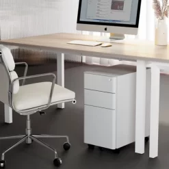 Mount-It! Mobile File Pedestal Cabinet With 3 Drawers & Lock | Slim Design Under Desk Storage & Organizer For Files, Folders & Office Supplies | White -Luxe Living Interiors Shop GUEST da15a3fd e2ed 47bc 9696 a39e8136893a