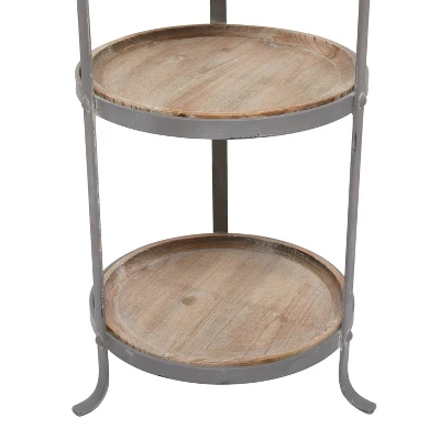 Industrial Metal Round Tiered Table Gray - Olivia & May 6 Industrial Metal Round Tiered Table Gray - Olivia & May - Image 4