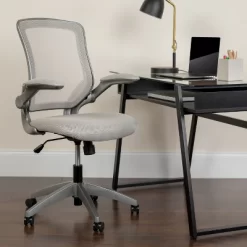Flash Furniture Mid-Back Mesh Swivel Ergonomic Task Office Chair With Gray Frame And Flip-Up Arms