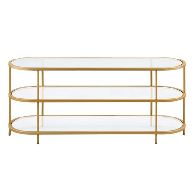Brass Finish Oval TV Stand - Henn&Hart 4 Brass Finish Oval TV Stand - Henn&Hart - Image 2