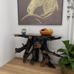 Contemporary Teak Wood Console Table Gold - Olivia & May -Luxe Living Interiors Shop GUEST dcc5b6d1 3187 4745 ad0e bfa90e438b36