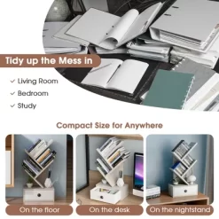 Tangkula 5-Tier Tree Bookshelf W/ Wooden Drawer Display Storage Organizer Rack -Luxe Living Interiors Shop GUEST dceb7327 3a74 4d9a b71c d5446efdd24f