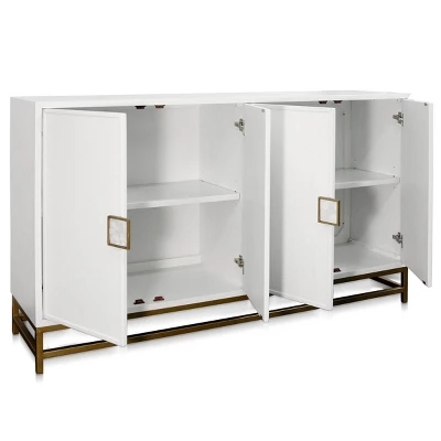 Four Door With Shell Handles Sideboard Cabinet White - StyleCraft 3 Four Door With Shell Handles Sideboard Cabinet White - StyleCraft