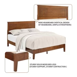 MUSEHOMEINC BF1007WK 12 Inch Tall Easy Assembly Solid Pinewood Mid Century Platform Bed With Headboard And Slat Supports, No Box Spring Needed, Queen -Luxe Living Interiors Shop GUEST dd9ced5d c452 4e49 a3cb 364cd57632ee