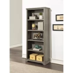 72" Hawthorne Traditional Open Wood Bookcase Gray - Martin Furniture