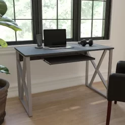 Flash Furniture Black Computer Desk With Pull-Out Keyboard Tray And Cross-Brace Frame