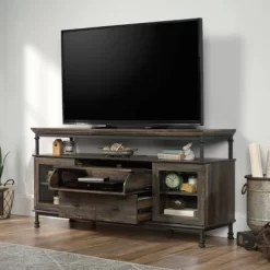 Canal Street Industrial Wood And Metal TV Stand For TVs Up To 65" Carbon Oak - Sauder
