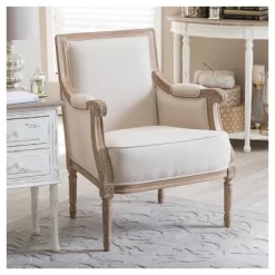 Chavanon Wood & Linen Traditional French Accent Chair Light Beige - Baxton Studio 9 Chavanon Wood & Linen Traditional French Accent Chair Light Beige - Baxton Studio -Luxe Living Interiors Shop GUEST dfaa5e90 b1fe 453e 81ff 222fe737f462