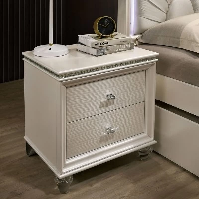 3pc Fosset Bedroom Set With 2 Nightstands Pearl White - HOMES: Inside + Out 3 3pc Fosset Bedroom Set With 2 Nightstands Pearl White - HOMES: Inside + Out