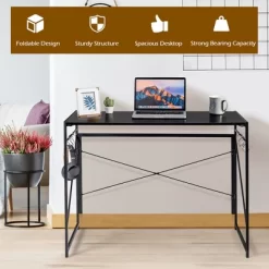 Costway Folding Computer Desk Writing Study Table W/6 Hooks Home Office BlackRustic BrowBrown Natural -Luxe Living Interiors Shop GUEST e0e7db54 075e 4649 87c9 0d295a1dcb12