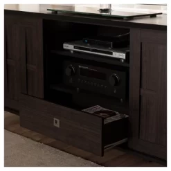 Unna Wood TV Cabinet With 2 Sliding Doors And Drawer TV Stand For TVs Up To 70" Dark Brown - Baxton Studio -Luxe Living Interiors Shop GUEST e1635716 22af 4fa8 b59b 931302ff69f8