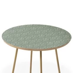 Round Little Arrow Design Co Farmhouse Diamonds Sage Side Table Green/Gold - Deny Designs