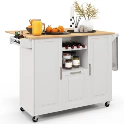 Costway Rolling Kitchen Island Utility Serving Cart With Drop Leaf Wine Rack Drawer -Luxe Living Interiors Shop GUEST e1cd5b7b 7a4e 4d48 a67d 1e03cdaef34d