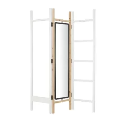 Eclectic Wood Room Divider Screen With Mirror White - Novogratz
