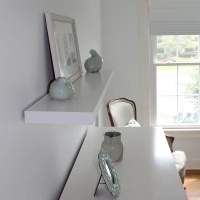 72" Floating Shelf Wall Mounted Hidden Brackets White - Inplace 3 72" Floating Shelf Wall Mounted Hidden Brackets White - Inplace