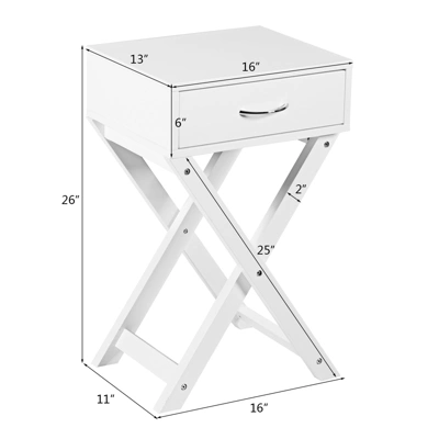 Tangkula Modern Versatile Nightstand X-shape Wooden End Table With Drawer Accent Side Table For Bedroom Black/White 10 Tangkula Modern Versatile Nightstand X-shape Wooden End Table With Drawer Accent Side Table For Bedroom Black/White - Image 8